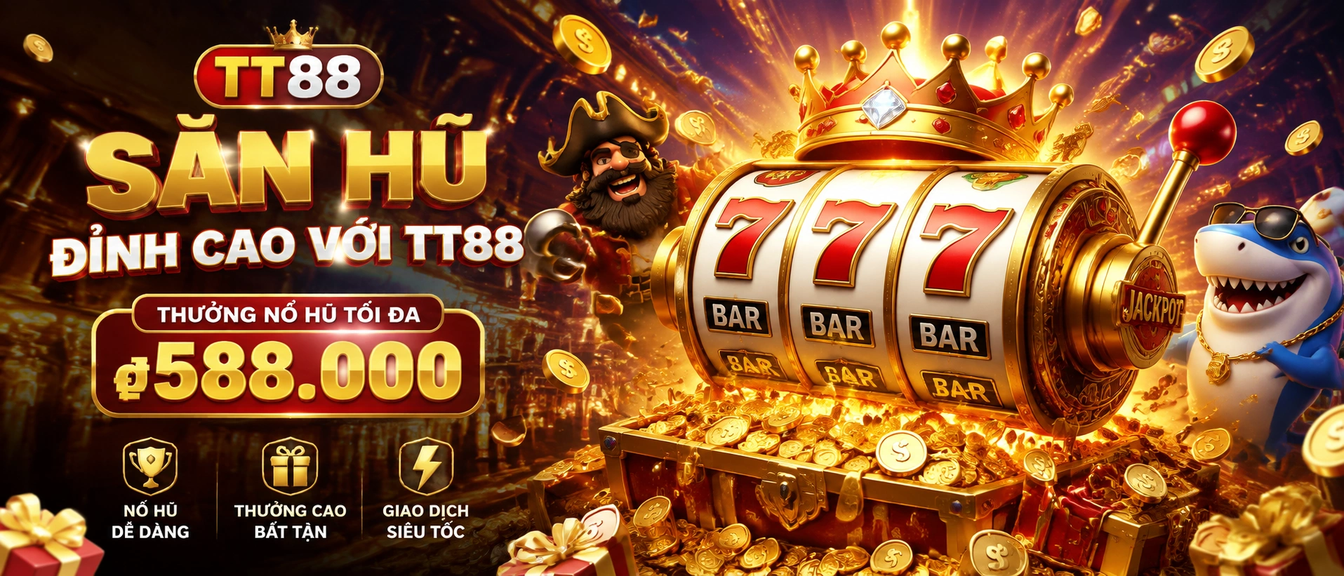 Giao diện Nổ Hũ Online trên TT88 với danh mục game nổi bật